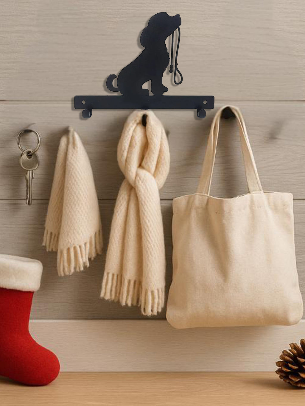 1pc Iron Crafts Dog Lead Leash Wall Hanging Holder Rack With Hooks For Dog Leash