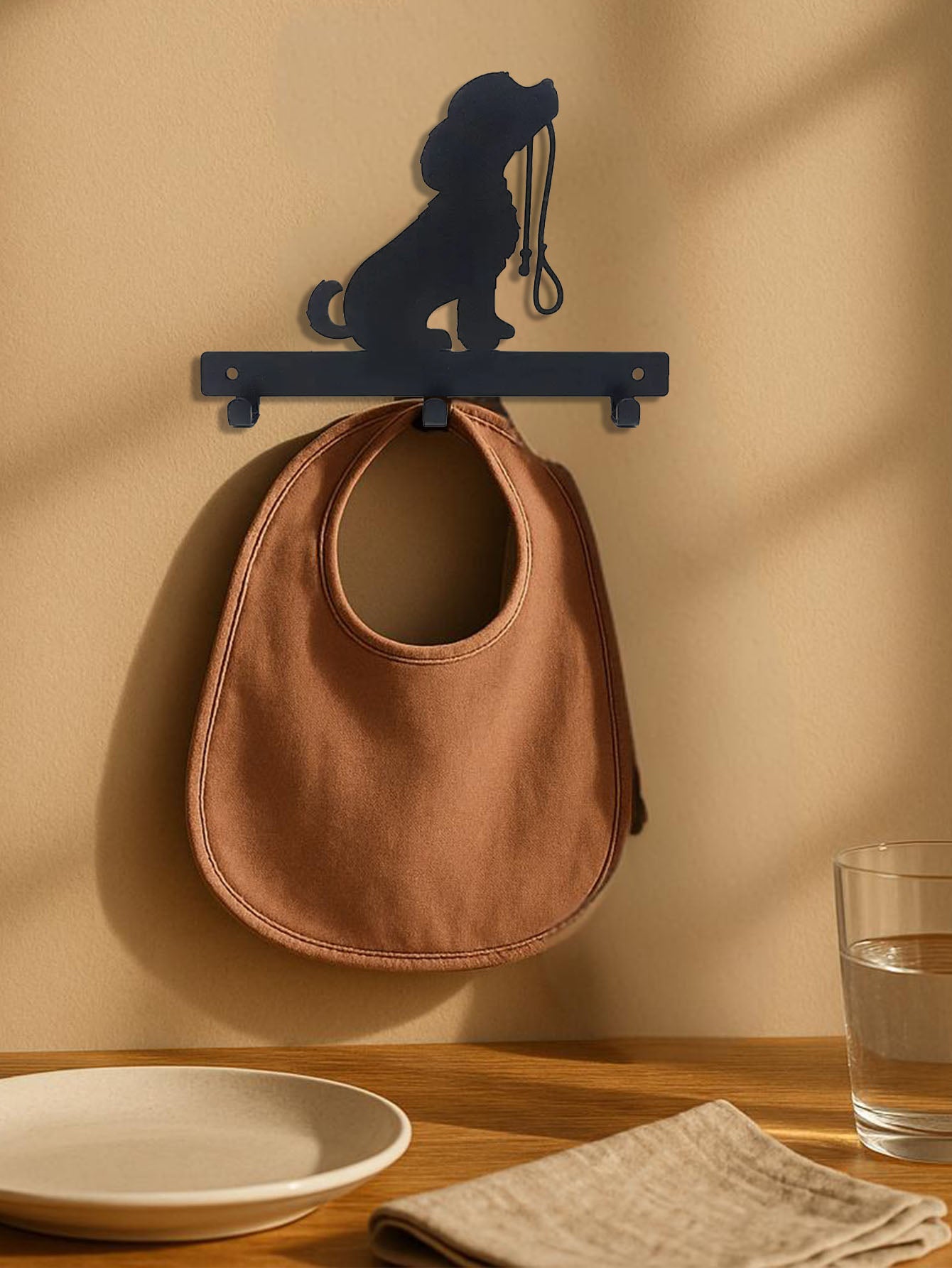 1pc Iron Crafts Dog Lead Leash Wall Hanging Holder Rack With Hooks For Dog Leash