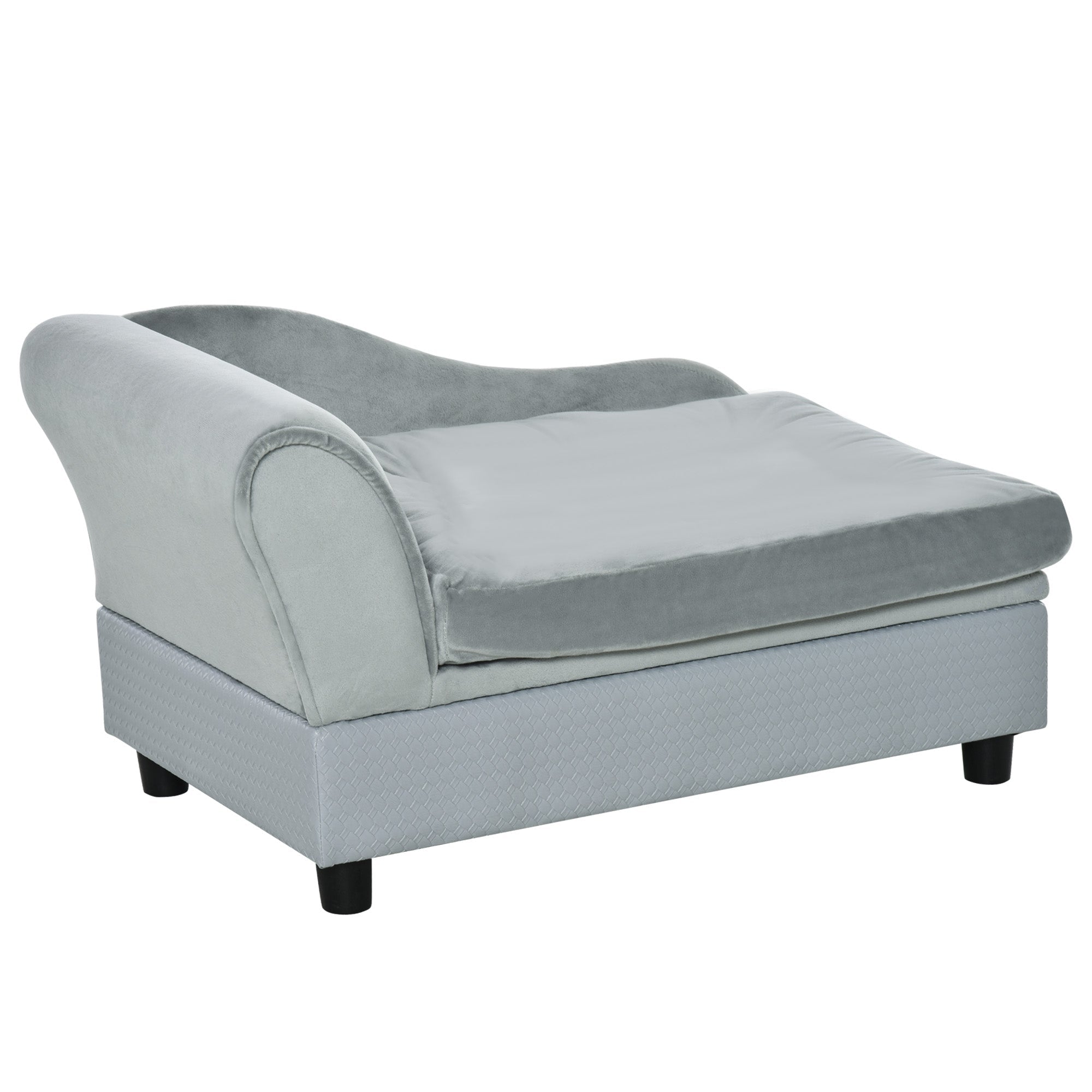 Lounge Sofa in light gray, empty studio, second angle